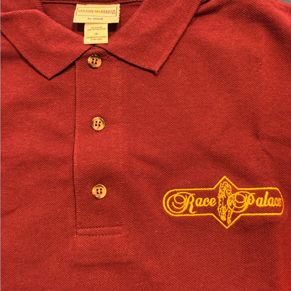 Anvil Maroon Polo Shirt with Gold Embroidery - Picture 1 of 3